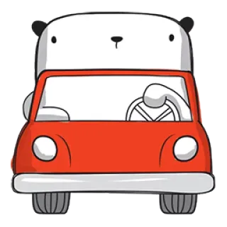 🚘 Panda, Auto, Fahren, Fahrzeug, Tier, Cartoon telegram sticker