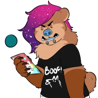 😡 Boof! animal, urso, desenho animado, antropomórfico, personagem fictício telegram sticker