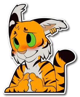😅 tiger, anthropomorphic, animal, cartoon, sticker, cute telegram sticker