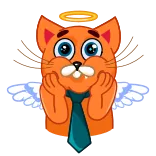 😇 кот, ангел, нимб, галстук, крылья, милый telegram sticker