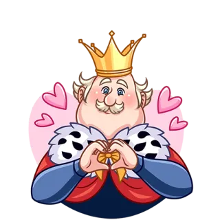 🫶 왕, 왕관, 하트, 만화, 왕족, 사랑, 귀여운 whatsapp sticker