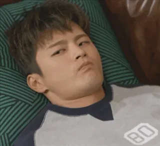 ☹ 80 man, person, Korean, expression, lying down whatsapp sticker