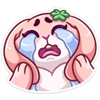😢 плачущий, грустный, эмоциональный, мультфильм, кролик, стикер telegram sticker