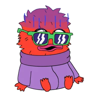 😱 Kreskówka, Potwór, Okulary, Postać, Ilustracja, Naklejka telegram sticker