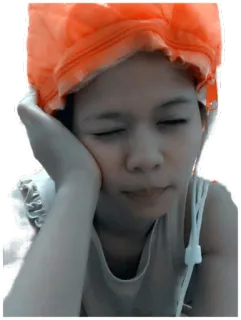 💤 wanita, potret, sedih, melamun, mengantuk, orang whatsapp sticker