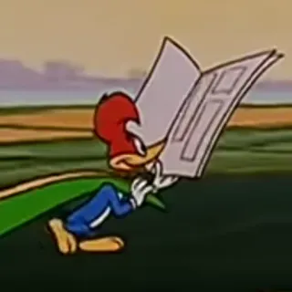 😁 Woody Woodpecker Woody Woodpecker, hoạt hình, đọc sách, báo telegram sticker