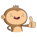 👍 원숭이, 만화, 동물, 엄지 척, 행복 whatsapp sticker