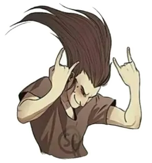 🤟 man, cartoon, hair, gesture, rock on telegram sticker