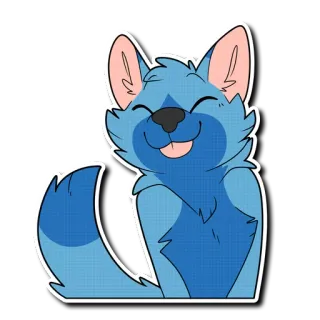 😋 binatang, anjing, hewan peliharaan, imut, kartun, biru telegram sticker