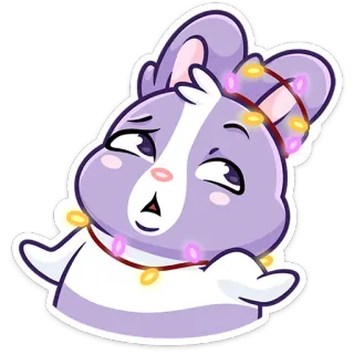 🤷‍♀ conejo, animal, lindo, dibujos animados, pegatina, luces telegram sticker