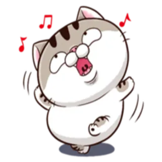 🎼 猫, ハッピー, 音楽, 漫画, 動物, かわいい telegram sticker