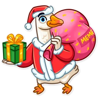 🎅 MEME goose, christmas, santa claus, gift, meme, holiday telegram sticker