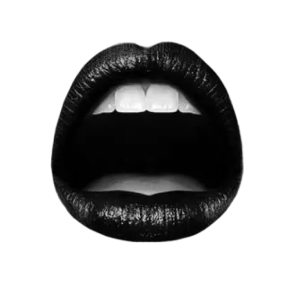 👄 bibir, mulut terbuka, hitam, mulut, gigi telegram sticker