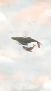 🏡 кит, облака, животное, вода, небо, океан telegram sticker