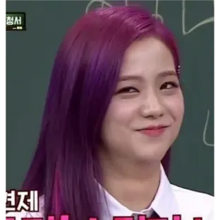 😂 청서 person, lila Haare, frau, koreanisch, lächelnd, gesicht, porträt telegram sticker