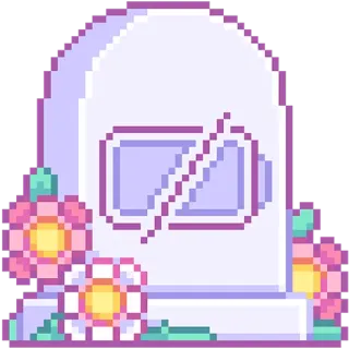 🪫 bia mộ, pin, chết, pin yếu, hoa, pixel art, mộ telegram sticker