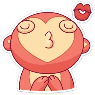 😘 małpa, pocałunek, emoji, miłość, zwierzę, słodki, kreskówka whatsapp sticker