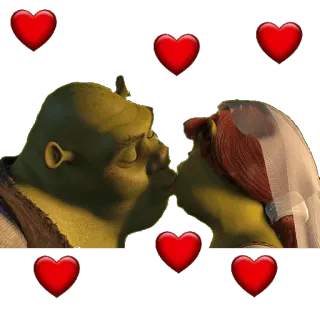 😘 Shrek ogro, desenho animado, amor, filme, animação, beijo whatsapp sticker