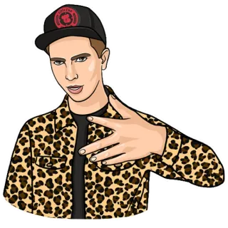 😏 pria, macan tutul, mode, topi, kartun telegram sticker