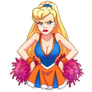 😠 Cheerleader, Cartoon, Wütend, Frau, Blond telegram sticker