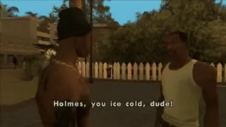 😉 Holmes, you ice cold, dude! Grand Theft Auto, GTA, เย็นเฉียบ, เพื่อน, วิดีโอเกม, เกม telegram sticker