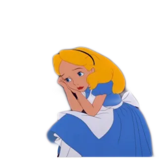 😔 Alice Alice in Wonderland 爱丽丝梦游仙境, 迪士尼, 卡通, 女孩, 金发 whatsapp sticker