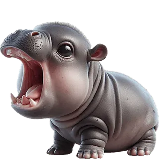 📢 kuda nil, binatang, mamalia, lucu, kartun, bayi kuda nil telegram sticker