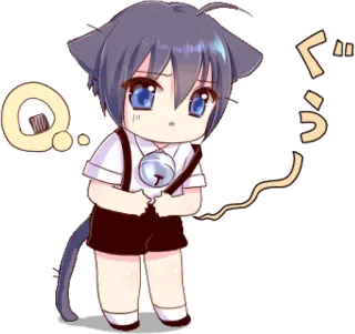 😞 ぐう Anime, Mèo, Chibi, Kawaii, Neko whatsapp sticker