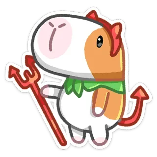 😡 Teufel, Cartoon, Niedlich, Tier, Aufkleber, Rot, Meerschweinchen whatsapp sticker