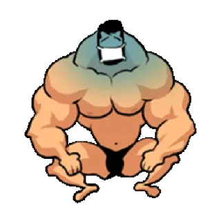 😨 Muskel, Cartoon, Bodybuilder, Maske telegram sticker