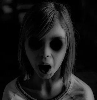 😀 effrayant, peur, horreur, enfant, yeux noirs telegram sticker