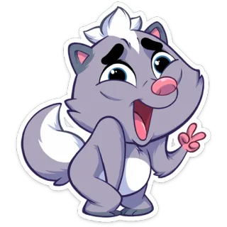 ✌️ Stinktier, Cartoon, Tier, Friedenszeichen, niedlich, freundlich telegram sticker
