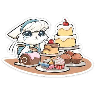 🍰 デザート, ケーキ, ペストリー, かわいい, アニメ, 食べ物, スイーツ telegram sticker