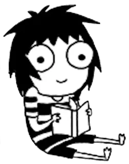 📚 orang, membaca, buku, kartun, hitam putih, anak telegram sticker