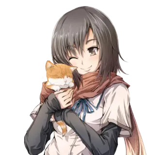 ❄ anime girl, cat, kawaii, cute, manga, cartoon telegram sticker