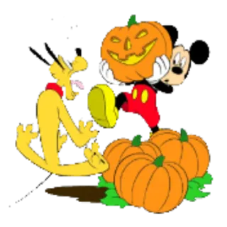 😱 Mickey Mouse Mickey Maus, Pluto, Halloween, Kürbis, Cartoon, Disney telegram sticker