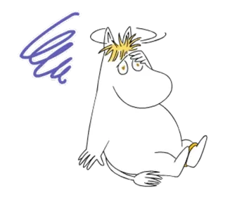 🦋 Moomin Moomin, dessin animé, triste, personnage, confus, pensif whatsapp sticker