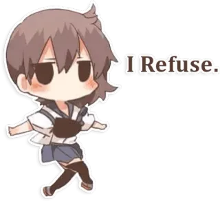 ❌ I Refuse. Anime, Rifiuto, Chibi, Carino, Ragazza telegram sticker