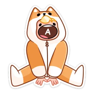 😲 A персонаж, собака, животное, мультфильм, оранжевый, кигуруми telegram sticker