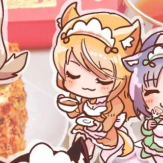 🌟 애니메이션, 고양이귀, 메이드, 카와이, 차 telegram sticker