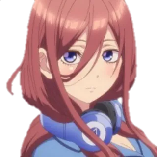 🙄 Miku Nakano The Quintessential Quintuplets anime, manga, cute, headphones, girl, waifu telegram sticker