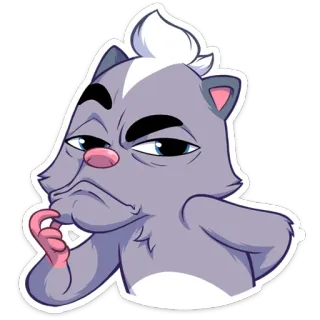 🤔 Cartoon, Stinktier, Denkend, Selbstgefällig, Tier, Süß, Grau telegram sticker