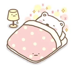 😴 imut, mengantuk, beruang, kawaii, tempat tidur, lampu, kartun telegram sticker