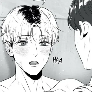 ✉️ HAA anime, man, cute, blushing, black and white telegram sticker