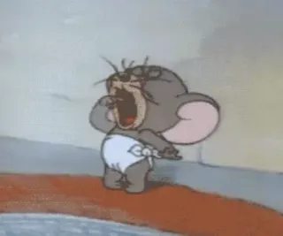 😖 Baby Jerry Tom and Jerry Мультик, Мышь, Ребенок, Плачущий, Анимированный whatsapp sticker
