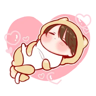 😴 em bé, dễ thương, ngủ, hoạt hình, kawaii, trái tim, chibi telegram sticker