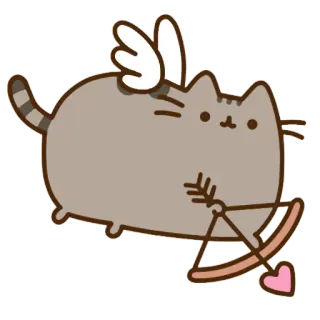 👼 Pusheen cat, pusheen, cupid, heart, love, wings telegram sticker