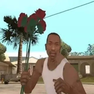 😠 CJ Grand Theft Auto: San Andreas CJ, rosas, Grand Theft Auto, San Andreas, video game, personagem whatsapp sticker