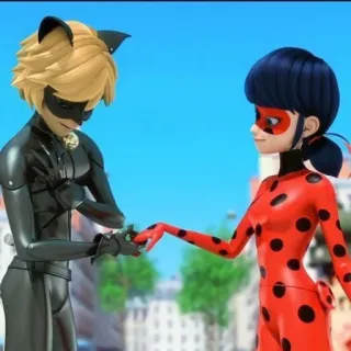 🥰 Ladybug and Cat Noir Miraculous: Tales of Ladybug & Cat Noir Miraculous, Ladybug, Cat Noir, kartun, animasi, superhero whatsapp sticker