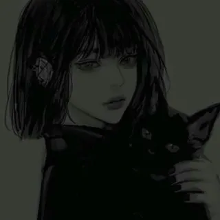 🎡 Fille anime, Chat noir, Sombre, Gothique, Manga, Emo telegram sticker
